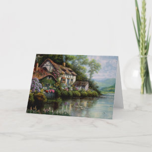 Summer Cottage Beautiful Colourful Landscape Card