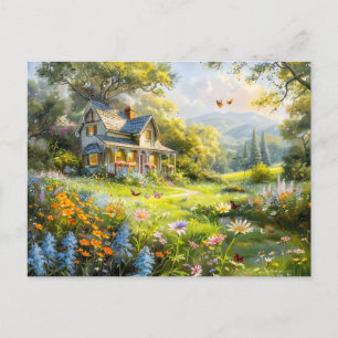 Summer Cottage with Wildflower Meadow Postcard