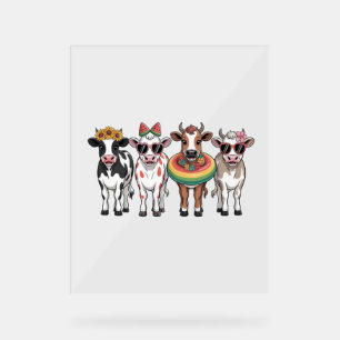 Summer Cows , Beach Farm Acrylic Sign