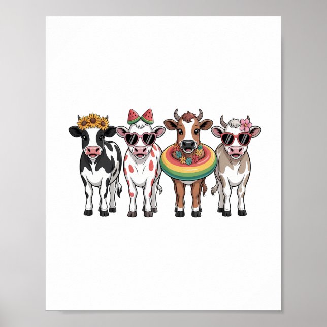 Summer Cows , Beach Farm Poster (Front)
