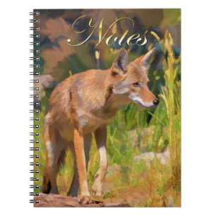 Summer Coyote Wildlife Painting Spiral Notebook