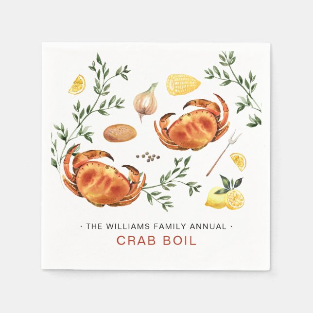 Summer Crab Boil | Low Country Boil Cookout   Napkin (Front)