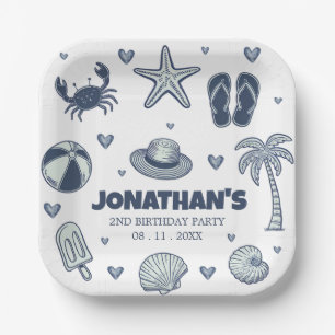 Summer Crab Popsicle Seashell Ball Birthday Party  Paper Plate