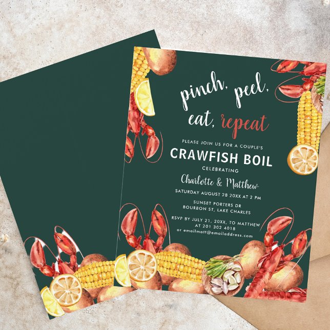 Summer Crawfish Boil Engagement Party Invitation (Summer Crawfish Boil Engagement Party Invitation)
