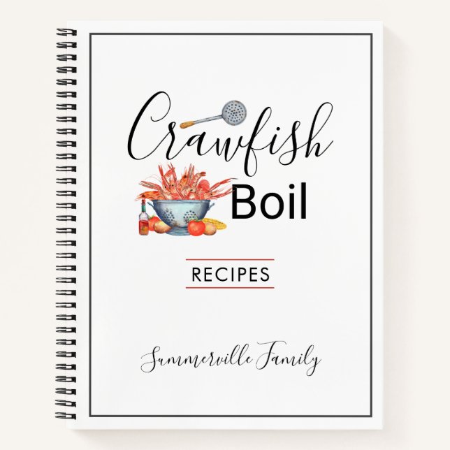 Summer Crawfish Boil Family Cookout Recipes Notebook (Front)