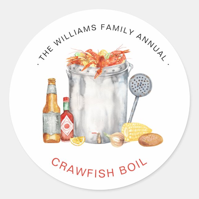 Summer Crawfish Boil | Low Country Boil Cookout   Classic Round Sticker (Front)