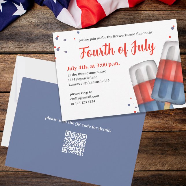 Summer Custom Fourth of July Popsicles Invitation (Creator Uploaded)