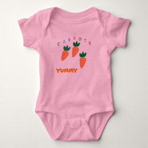 Summer Cute Carrots Yummy Baby Pink Bodysuit