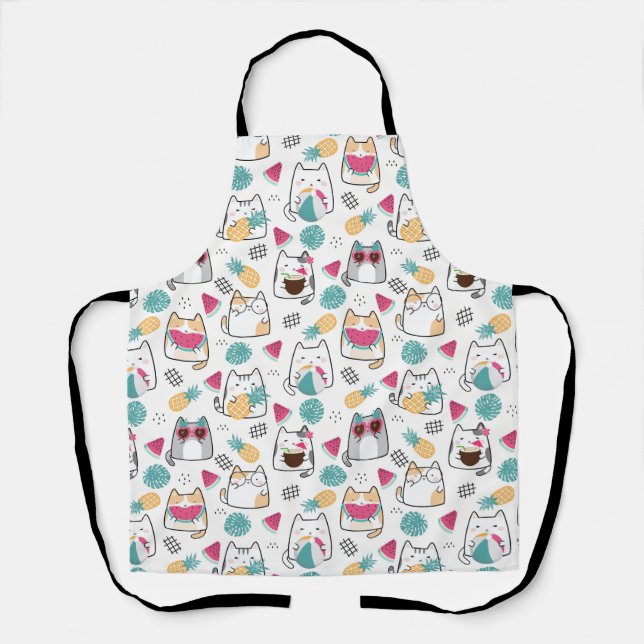 Summer Cute Cats Pattern Apron (Front)