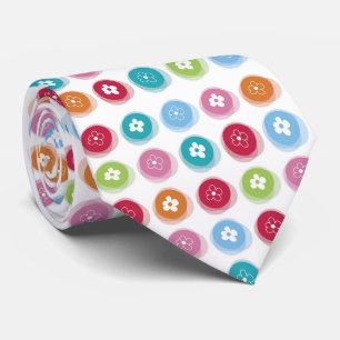 Summer Cute Daisy Flower Fuzzy Dots Colourful Fun Tie