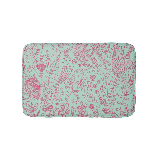 Summer cute floral pattern bath mat (Front)