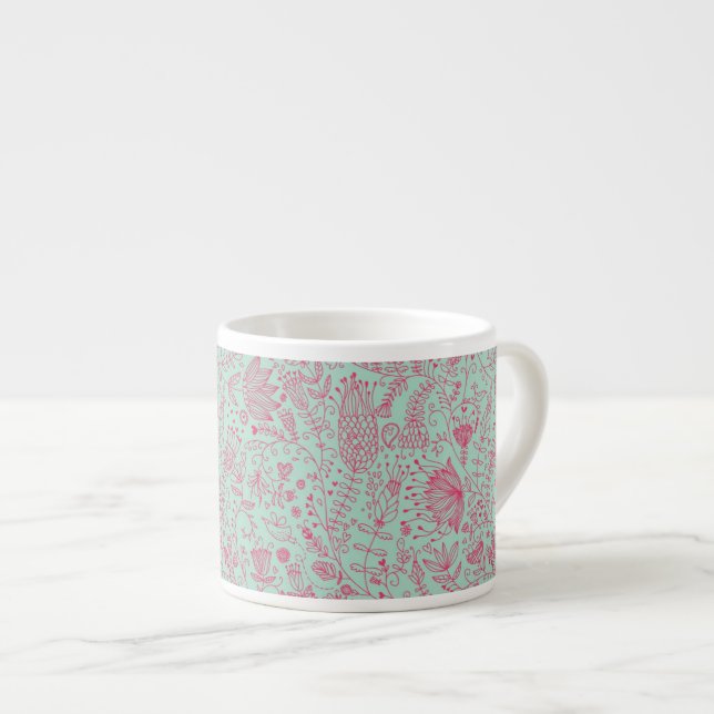 Summer cute floral pattern espresso cup (Front Right)
