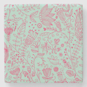 Summer cute floral pattern stone coaster