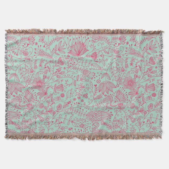 Summer cute floral pattern throw blanket (Front)