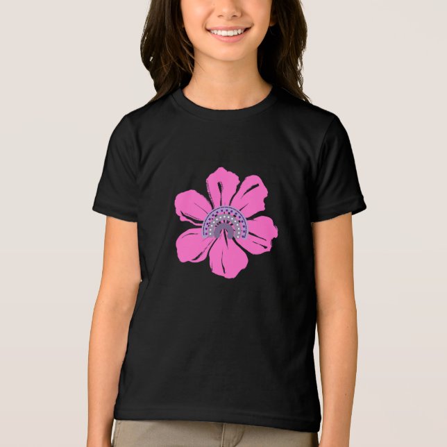 Summer Cute  Pink Flower Tri-Blend Shirt (Front)