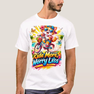 Summer Cycling Cat – Ride More, Worry Less T-Shirt