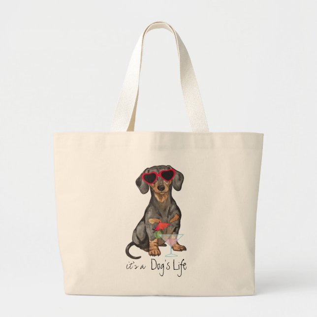 Summer Dachshund Large Tote Bag (Front)
