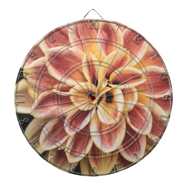 Summer Dahlia Flower (Floral Art) Dartboard (Front)