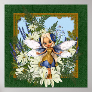 Summer Daisy Blue Fae Poster