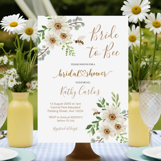 Summer Daisy Bride to Bee Bridal Shower Invitation (Creator Uploaded)