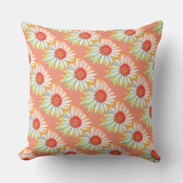 Summer Daisy Pretty Birthday Gift Cushion (Front)