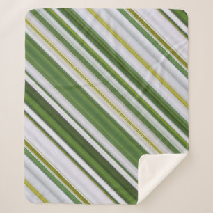 Summer Daisy White and Green Stripe Sherpa Blanket