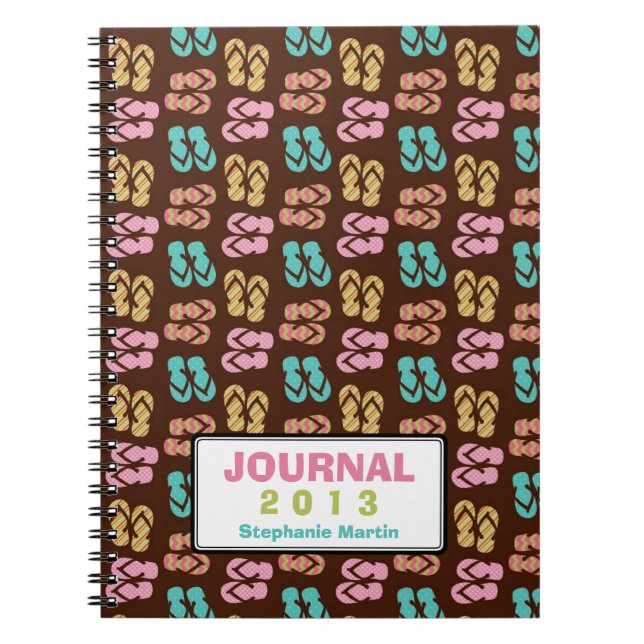 Summer dark flip flop sandal custom year journal (Front)
