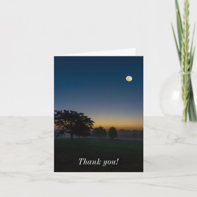 Summer Dawn With Moon Thank You Card (Front)