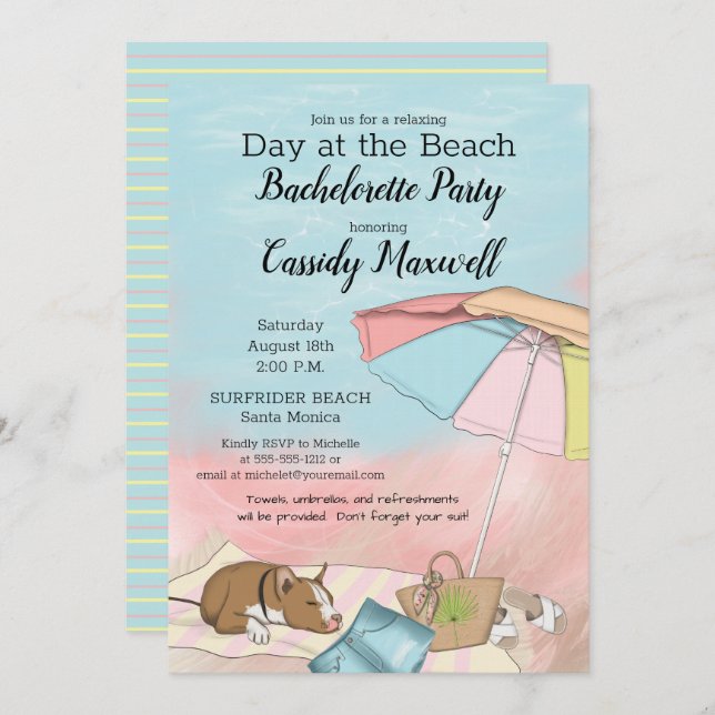 Summer Day at the Beach Bachelorette Party Invitation (Front/Back)