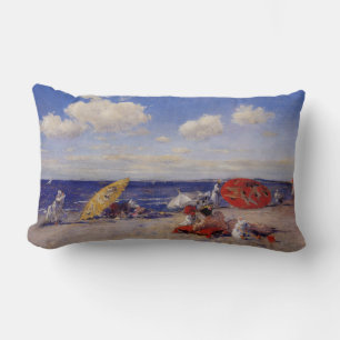 Summer Day at the Seaside (Beach Landscape) Lumbar Cushion