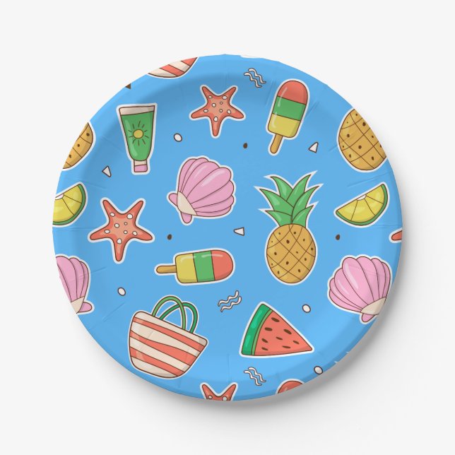 Summer Days Beach Paper Plate (Front)
