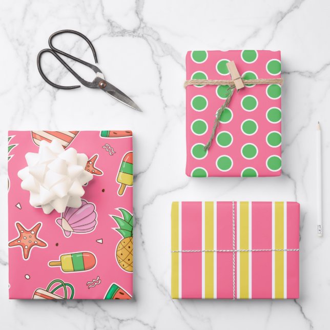 Summer Days Beach Wrapping Paper Set (Front)