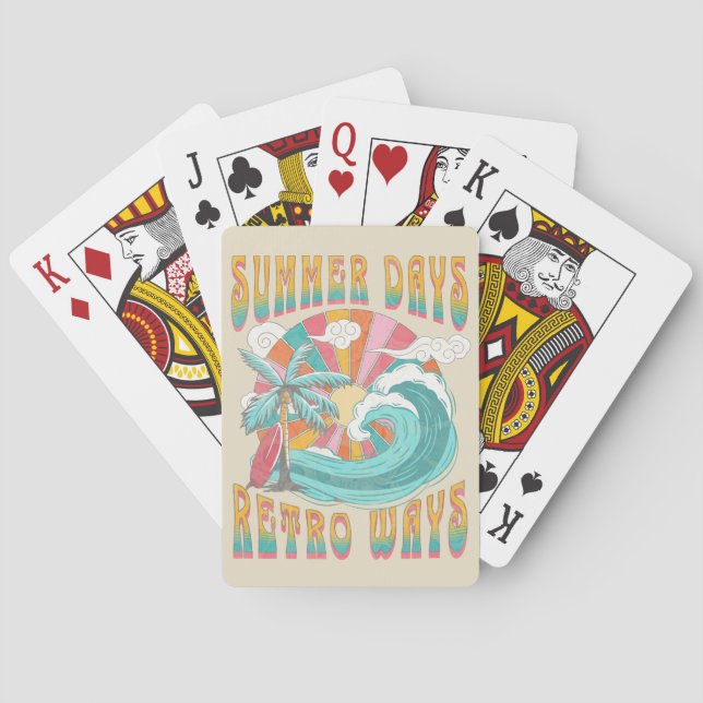 Summer days, retro ways text design playing cards (Back)