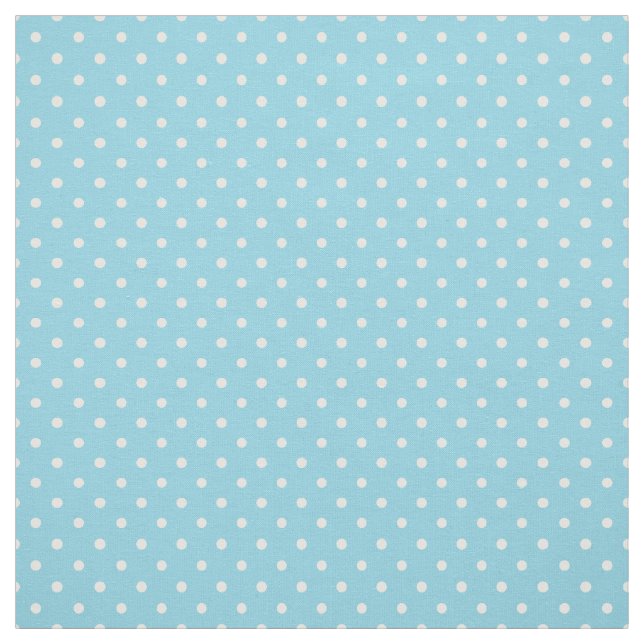 Summer Days White Polka Dots Pattern on Sky Blue Fabric (Swatch)