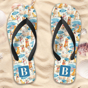 Summer Dogs Colourful Personalised Monogram Patter Jandals
