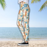 Summer Dogs Colourful Personalised Monogram Patter Leggings<br><div class="desc">Enjoy a leisure day with our stylish and modern summer leggings with a cute and fun dog puppy pattern that is perfect for any beach day or workout session. These leggings are designed with a colourful and eye-catching print that features adorable dogs, making them a great conversation starter. The lightweight...</div>