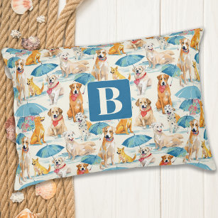 Summer Dogs Colourful Personalised Monogram Patter Pet Bed