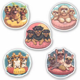 Summer Dogs In Pool Floaties