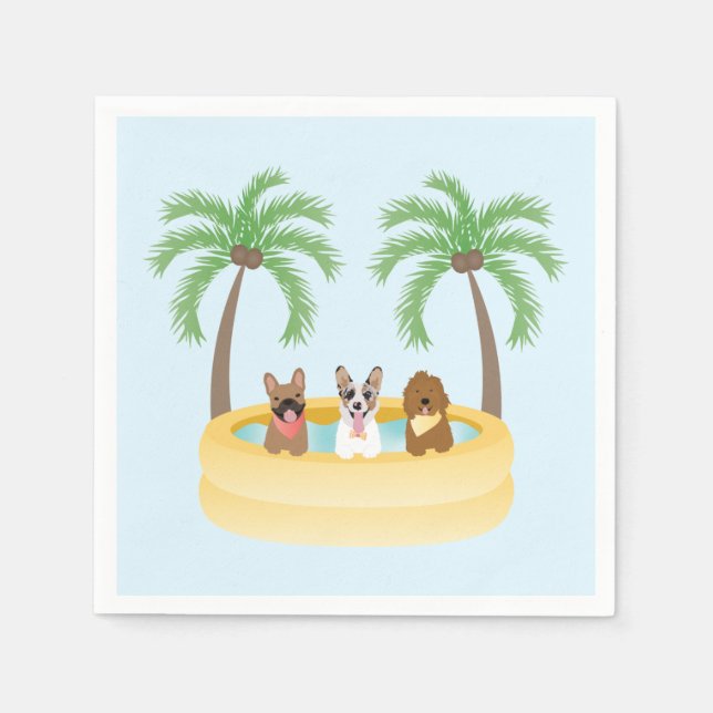Summer Dogs Swimming Pool Napkin (Front)