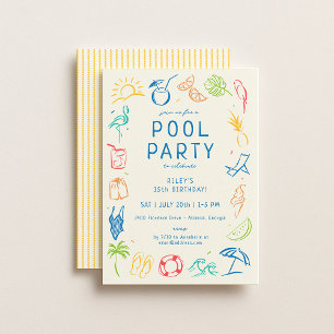 Summer Doodle Party Invitation