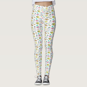 Summer doodle pattern leggings