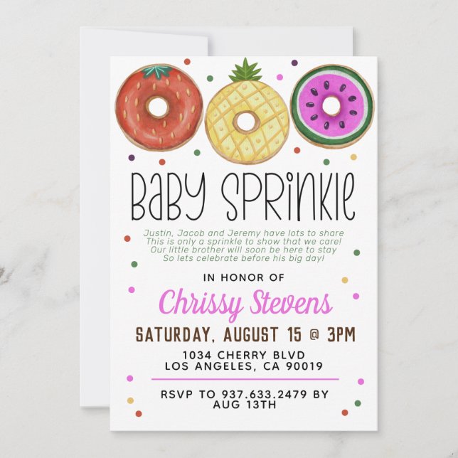 Summer Doughnut Baby Sprinkle Shower Invitation (Front)
