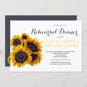Summer Elegant Yellow Sunflowers Rehearsal Dinner Invitation
