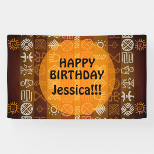 Summer Ethnic Happy Birthday custom Outdoor Banner