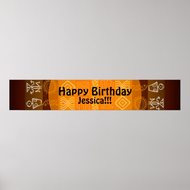 Summer Ethnic Personalised Birthday Banner 60x11 Poster (Front)