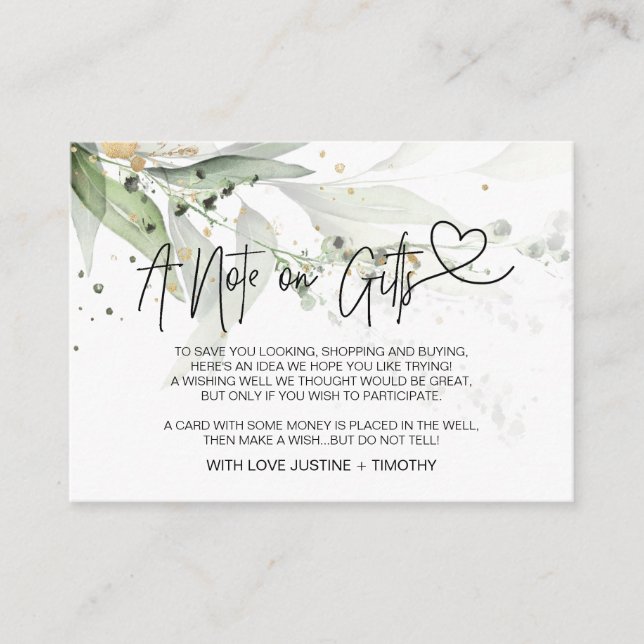 Summer Eucalyptus A Note on Gifts Wishing Well Enclosure Card (Front)