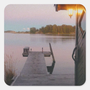 Summer evening in the swedish archipelago square sticker