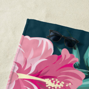 Summer Exotic Flowers Monogram Beach Towel