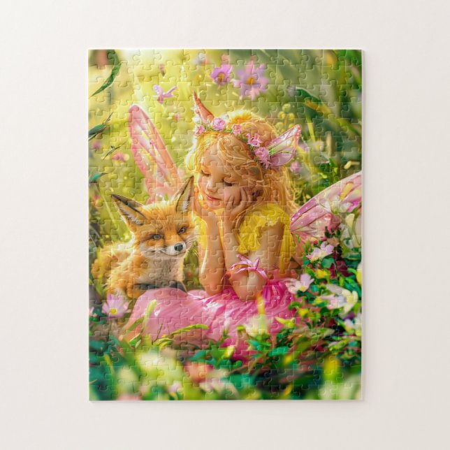 Summer Fairy and Playful Fox Jigsaw Puzzle (Vertical)