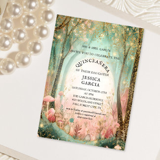 Summer Fairy Tale Enchanted Forest  Quinceañera  Invitation